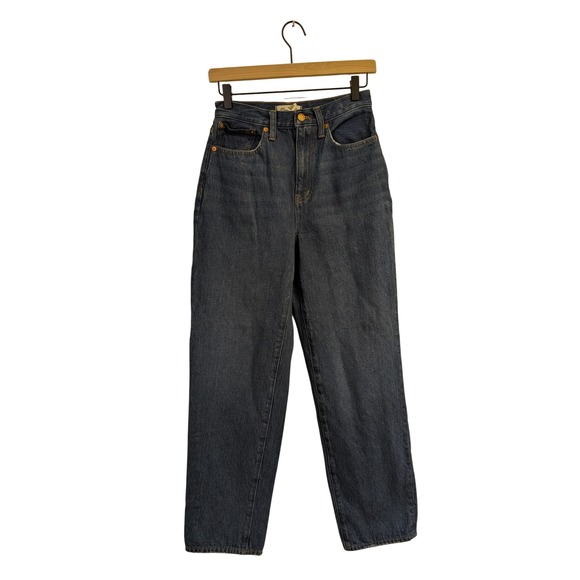 Madewell‎ Baggy Straight Jeans Slouchy Rigid Denim Hemp Dark Worn Indigo Wash 25 - Picture 3 of 9